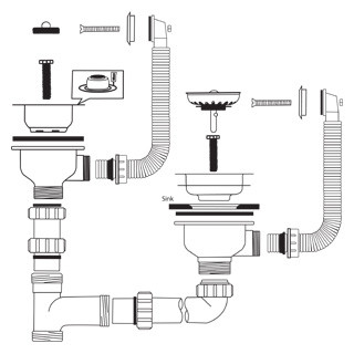 An image of Caple Waste And Bowl Connection Kit 11 Strainer Waste