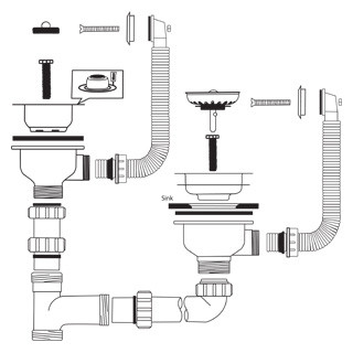 An image of Caple Waste And Bowl Connection Kit 11 Strainer Waste