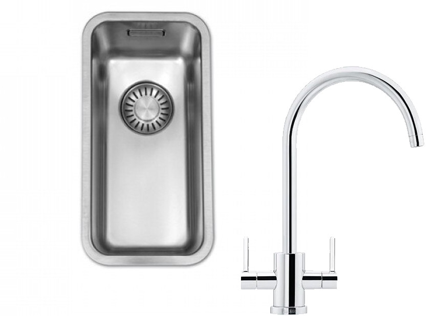 An image of Franke Kubus KBX110 20 Kitchen Sink with Krios J Tap Pack