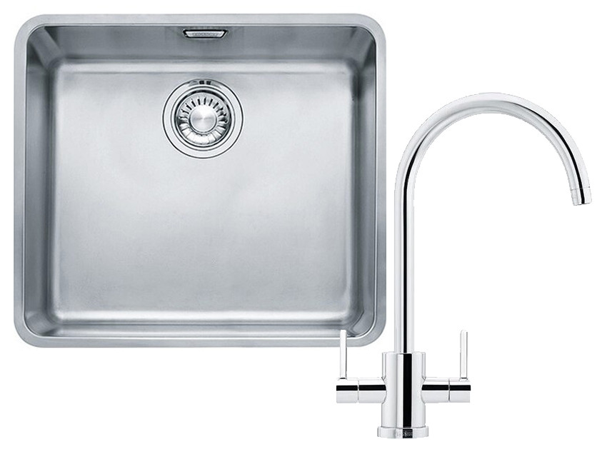 An image of Franke Kubus KBX110 45 Kitchen Sink with Krios J Tap Pack