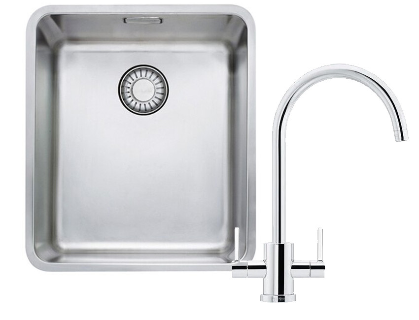 An image of Franke Kubus KBX110 34 Kitchen Sink with Krios J Tap Pack