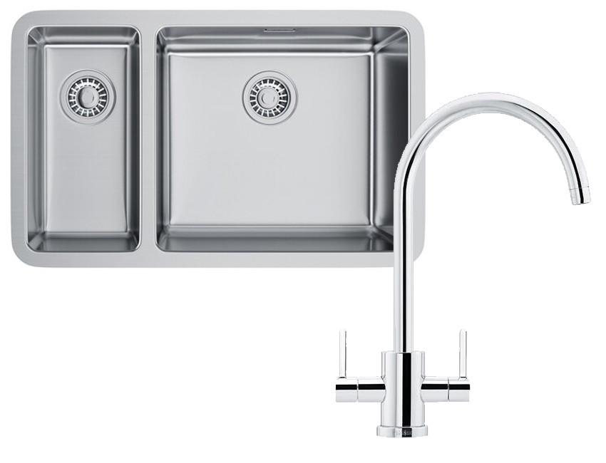 An image of Franke Kubus KBX160 45-20 Kitchen Sink with Krios J Tap Pack