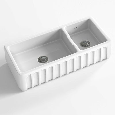 An image of Chambord Louis III White Ceramic Kitchen Sink