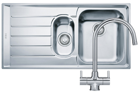 An image of Franke Neptune NEX251 Single + Half Bowl Sink & Athena Kitchen Tap Package