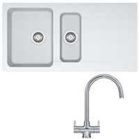 An image of Franke Orion Tectonite Sink 1.5 Bowls Single Drainer Reversible Complete with ba...