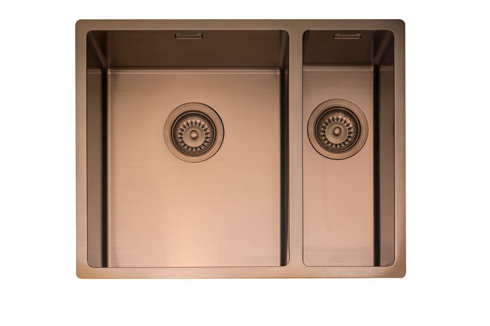 An image of Caple MODE3415/R/CO Copper One + Half Bowl Kitchen Sink