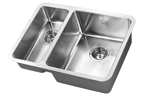 An image of 1810 Luxsoduo25 340/180U BBR One + Half Kitchen Bowl Sink