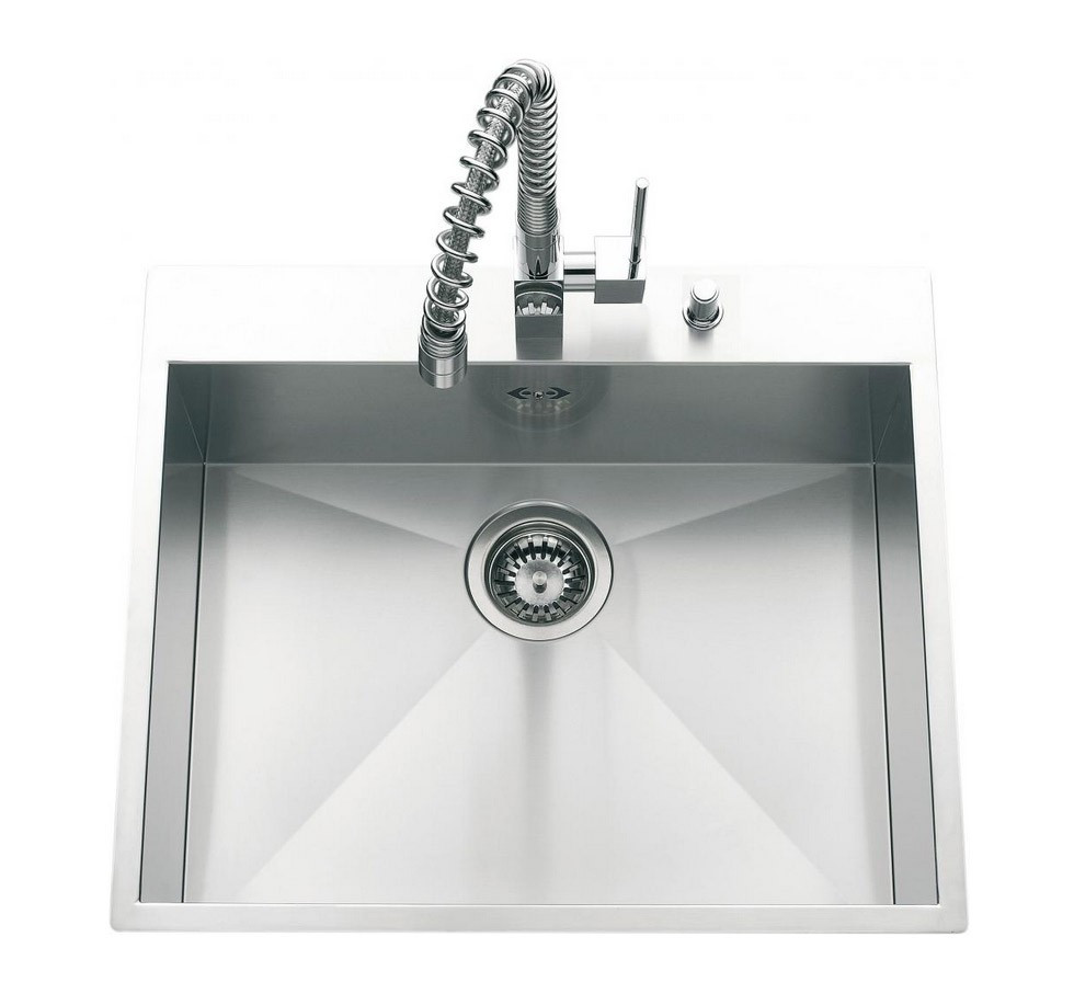 An image of Built -In Basin Luisina 1 Bin Color Smooth Stainless Steel, Chromed Brass Dump  ...