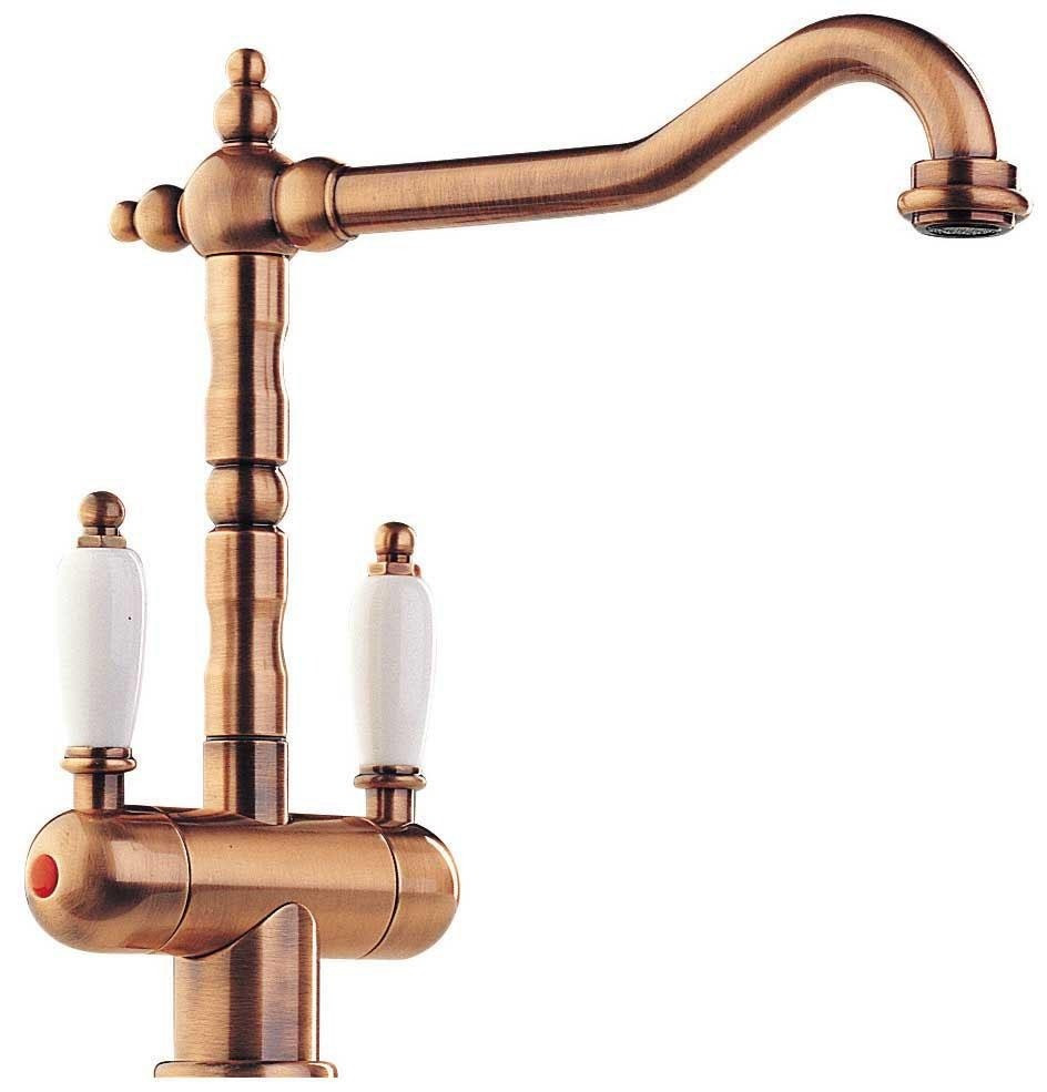 An image of Retro Twin Lever Tap Old Copper