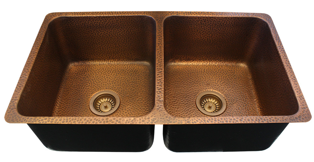 An image of Eclectica Montpellier Double Bowl Copper Kitchen Sink