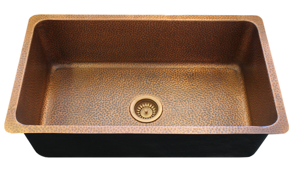 An image of Eclectica Toulouse Single Bowl Copper Kitchen Sink